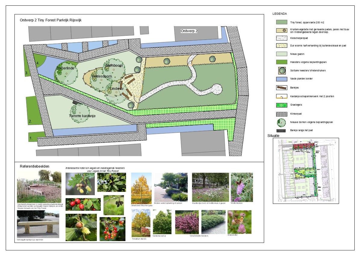Ontwerp 2 voor Tiny Forest Distelvlinderstraat in Parkrijk RijswijkBuiten (onderaan deze pagina kun je het ontwerp op groot formaat downloaden).